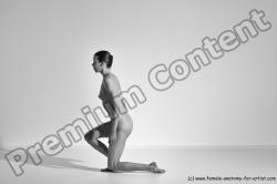 Nude Yoga poses Woman White Moving poses Slim long brown Dynamic poses Pinup